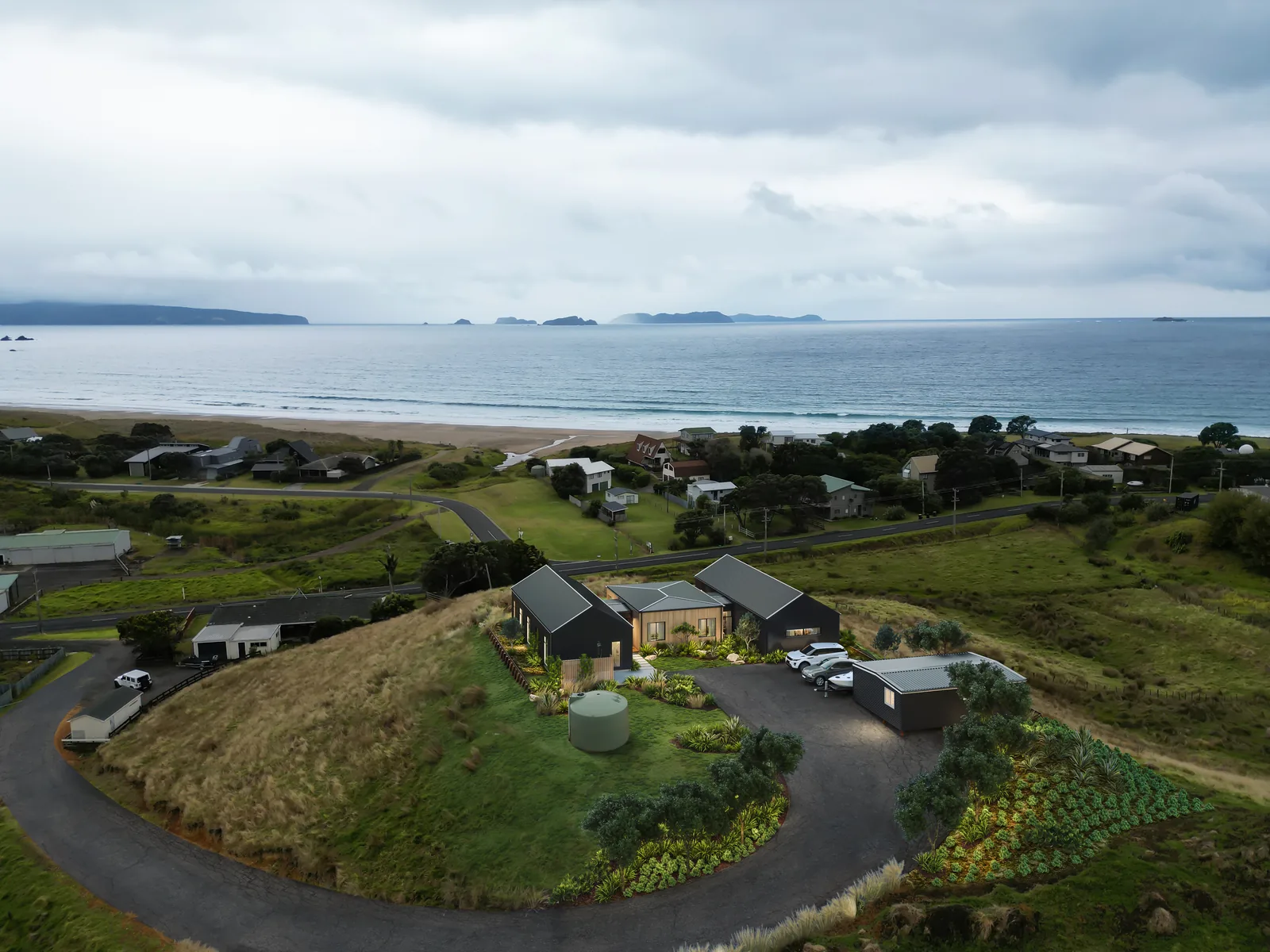 A proposed residence within its coastal setting.